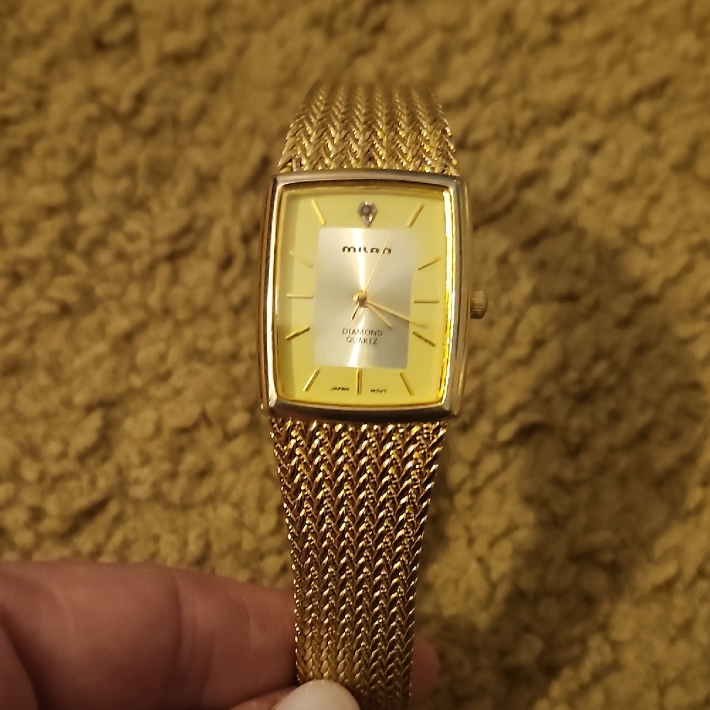 Milan DIAMOND QUARTZ Women's Gold Mesh Watch